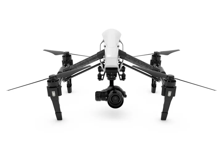 DJI Inspire 1 Pro camera drone, white body with carbon arms and a gimbal-mounted camera.