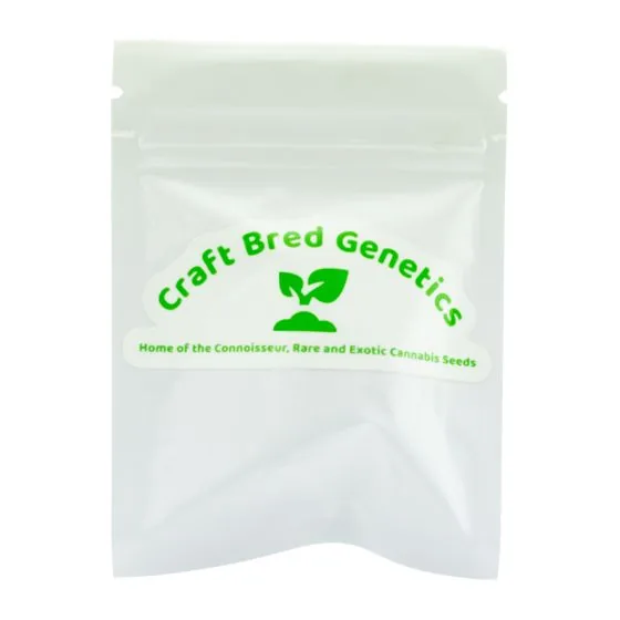 Craft Bred Genetics seed pouch with a label designed by Jeremy Benisek.